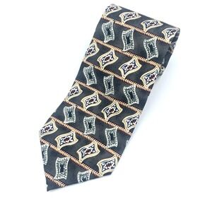 Jos. A. Bank Executive Men's 100% Silk Tie Gray Green Cream Geometric 58" 4"